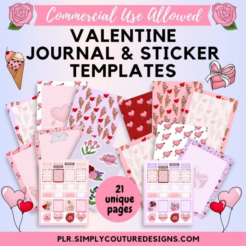 Valentine's Journal and Sticker Templates Coupon Code