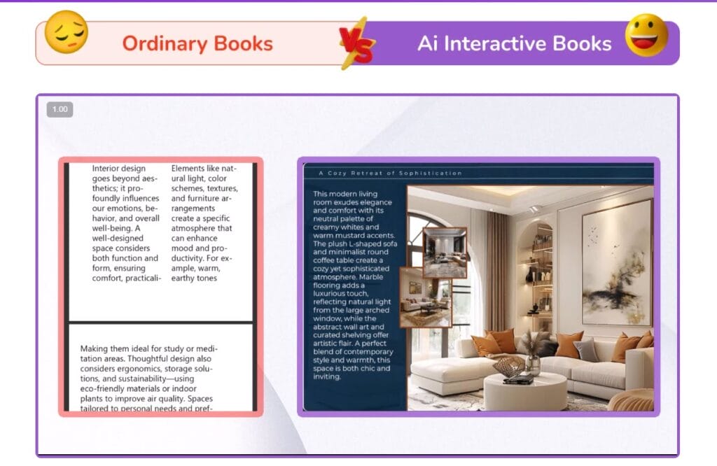 Comparison chart PDF vs Interactive Book