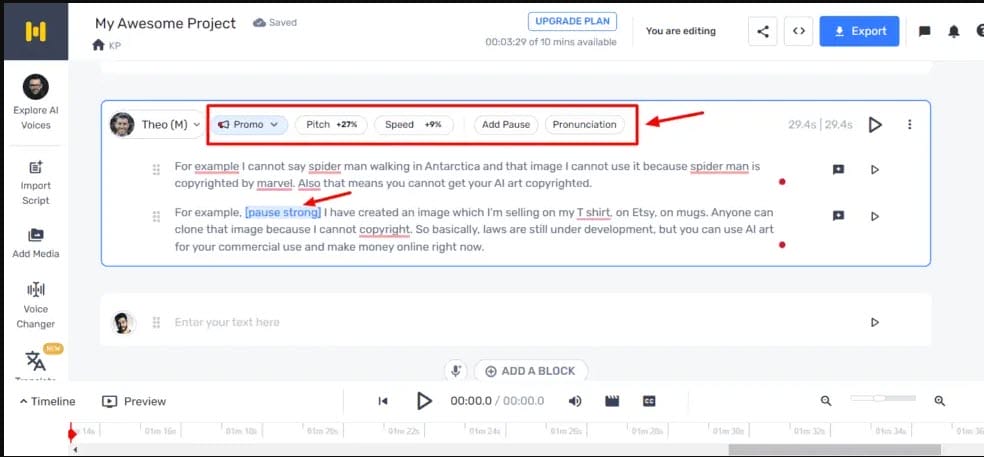 Voice Settings Murf AI